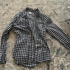 J. Crew Navy and White Checkered Blouse